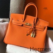 Hermes Birkin 25 cm-es táska narancssárga Clemence bőr GHW