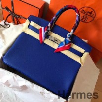 Hermes Birkin 35 kézzel készített táska kék elektromos Clemence bőrből