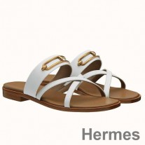 Hermes Claire szandál fehér borjúbőrből