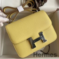 Hermes Constance 18 kézzel készített táska Jaune Poussin Epsom borjúbőrből