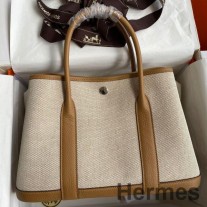 Hermes Garden Party 30 kézzel készített táska toile és keksz bőrből