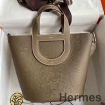 Hermes In The Loop 18 kézzel készített táska Taupe Clemence bőrből