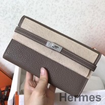 Hermes Kelly klasszikus hosszú pénztárca Etoupe Clemence bőrből