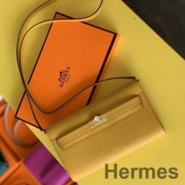 Hermes Kelly Classique To Go Pénztárca Sárga Epsom Borjúbőrben