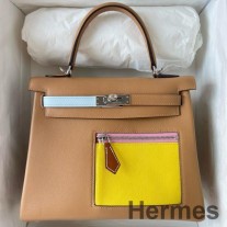 Hermes Kelly Colormatic 25 kézzel készített táska Chai Swifit bőrből