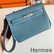 Hermes Kelly Depeches 25 tasak kék Jean Epsom borjúbőr színben