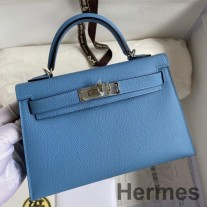 Hermes Kelly Mini II Sellier kézzel készített táska Blue Paradise Epsom borjúbőrből