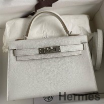 Hermes Kelly Mini II Sellier kézzel készített táska Gris Pale Epsom borjúbőrből