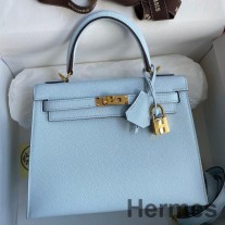 Hermes Kelly Sellier 25 kézzel készített táska Celeste Epsom borjúbőrből