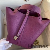 Hermes Picotin Lock 22 kézzel készített táska kökörcsin Clemence bőrből
