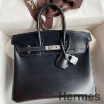Hermes Birkin 25 Retourne kézzel készített táska fekete dobozban borjúbőr