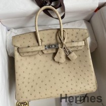 Hermes Birkin 25 Retourne kézzel készített táska Parchemin struccbőrből