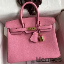 Hermes Birkin 25 Retourne kézzel készített táska rózsaszín Clemence bőrből
