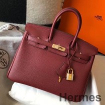 Hermes Birkin 25 cm-es Bordeaux Clemence bőr GHW táska