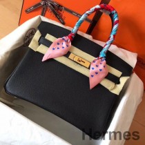 Hermes Birkin 30 kézi készítésű táska fekete Clemence bőrből