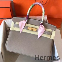 Hermes Birkin 30 kézzel készített táska szürke Clemence bőrből