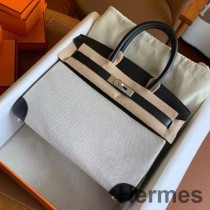 Hermes Birkin 30 kézzel készített táska toile és fekete bőrből