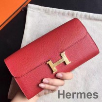 Hermes Constance hosszú pénztárca piros Epsom bőrből