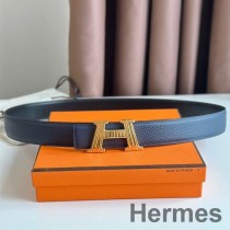 Hermes H felszálló 32 mm-es megfordítható öv sötétkék bőrből