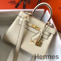 Hermes Kelly 20 cm-es Craie Clemence bőr GHW táska