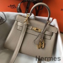 Hermes Kelly 20 cm-es szürke Clemence bőr GHW táska
