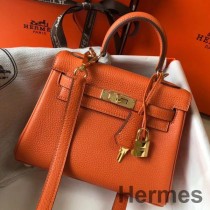 Hermes Kelly 20 cm-es táska narancssárga Clemence bőr GHW