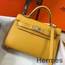Hermes Kelly Mini II táska sárga Epsom bőr GHW