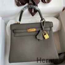 Hermes Kelly Retourne 25 kézzel készített táska Etain Clemence bőrből