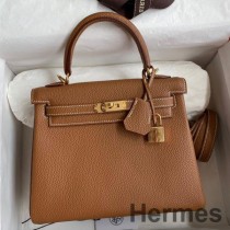 Hermes Kelly Retourne 25 kézzel készített táska arany bőrből