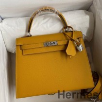 Hermes Kelly Sellier 25 kézzel készített táska Jaune Ambre Epsom borjúbőrből