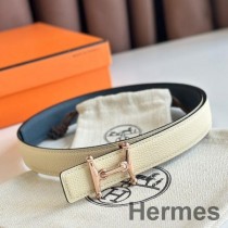 Hermes Mors H 24 mm-es megfordítható öv kék-fehér Epsom bőrből