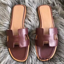 Hermes Oran szandál Bordeaux Swift bőrből