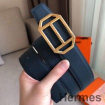 Hermes Pad megfordítható öv kék/fehér Epsom bőrből