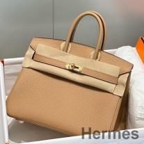 Hermes Birkin 25cm tas in Chai Clemence leer GHW
