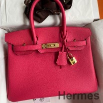 Hermes Birkin 30 Retourne handgemaakte tas in rozerood Clemence-leer