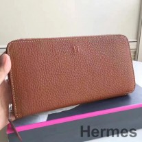 Hermes bruine Clemence Azap portemonnee met rits