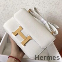 Hermes Constance 24 handgemaakte tas in wit Epsom-leer