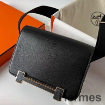 Hermes Geta handgemaakte tas in zwart Chevre Mysore leer