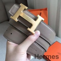 Hermes H omkeerbare riem in grijs/zwart snelleer