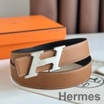 Hermes H Speed omkeerbare riem 32MM in goud Epsom kalfsleer