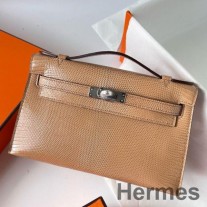 Hermes Kelly Pochette handgemaakte tas in Chai Lizard-huid