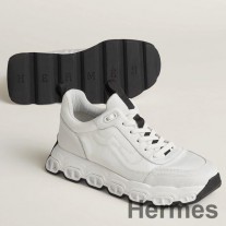 Hermes Impulse-sneakers voor heren in witte stof en leer