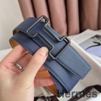 Hermes Tonight omkeerbare matte riem 38 mm in blauw en goud Epsom kalfsleer