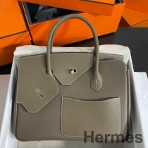 Hermes Birkin 30 en Desordre tas in taupe Swift en Clemence leer