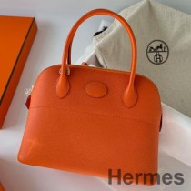 Hermes Bolide 1923 27 handgemaakte tas in oranje Epsom kalfsleer