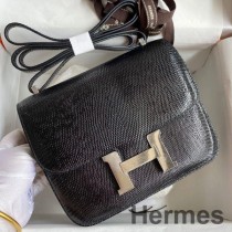 Hermes Constance 18 handgemaakte tas in zwart hagedisleer