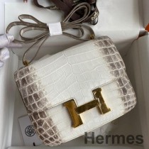 Hermes Constance 18 handgemaakte tas in Himalaya krokodil Niloticus huid
