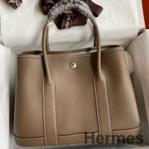 Hermes Garden Party 30 handgemaakte tas in taupe Clemence leer