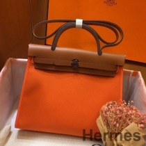Hermes Herbag Zip 31cm tas in bruin en oranje