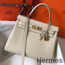 Hermes Kelly 28 cm tas in beton Clemence leer GHW